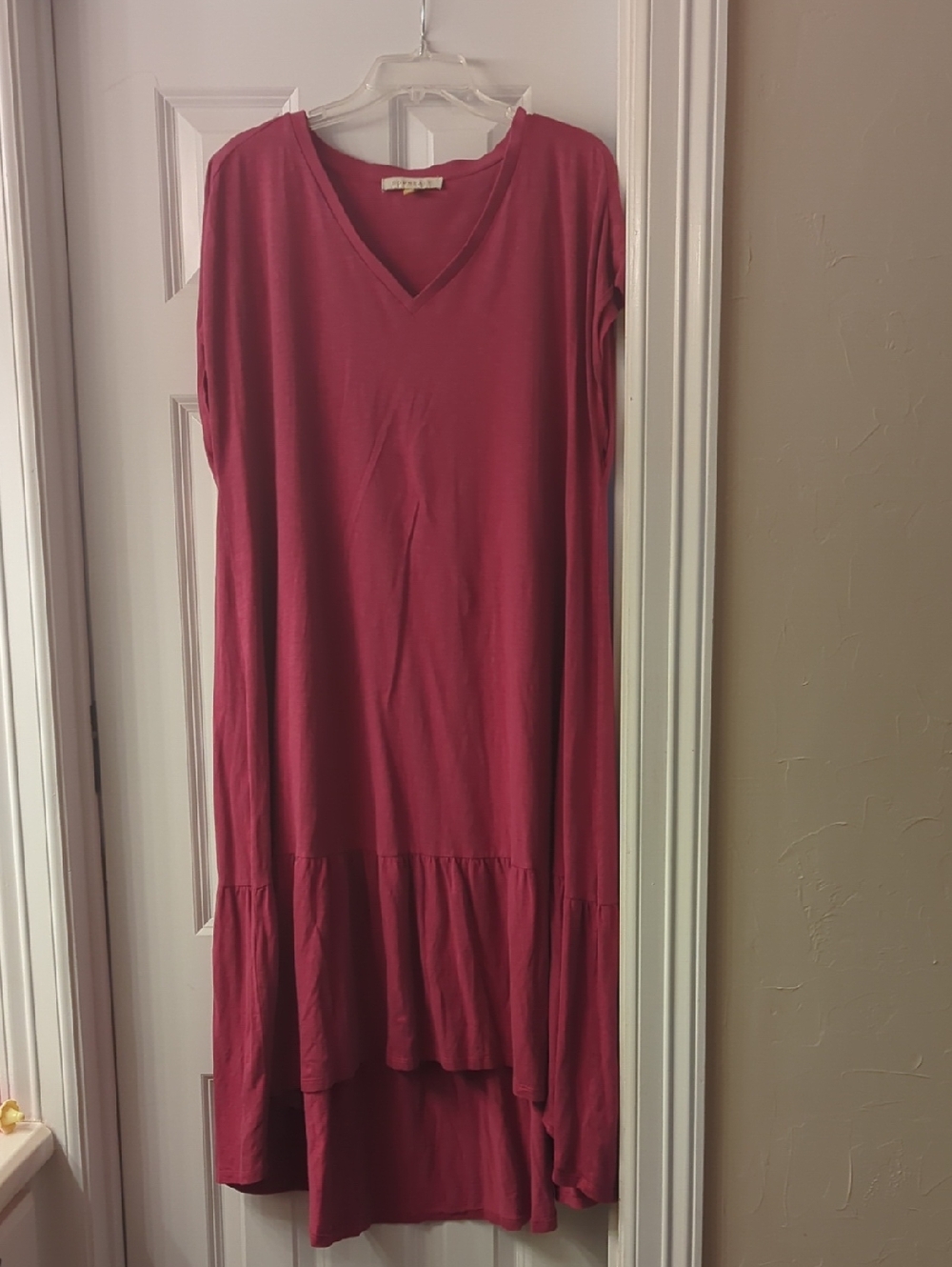 DownEast Rose V-Neck High-Low Ruffle Dress